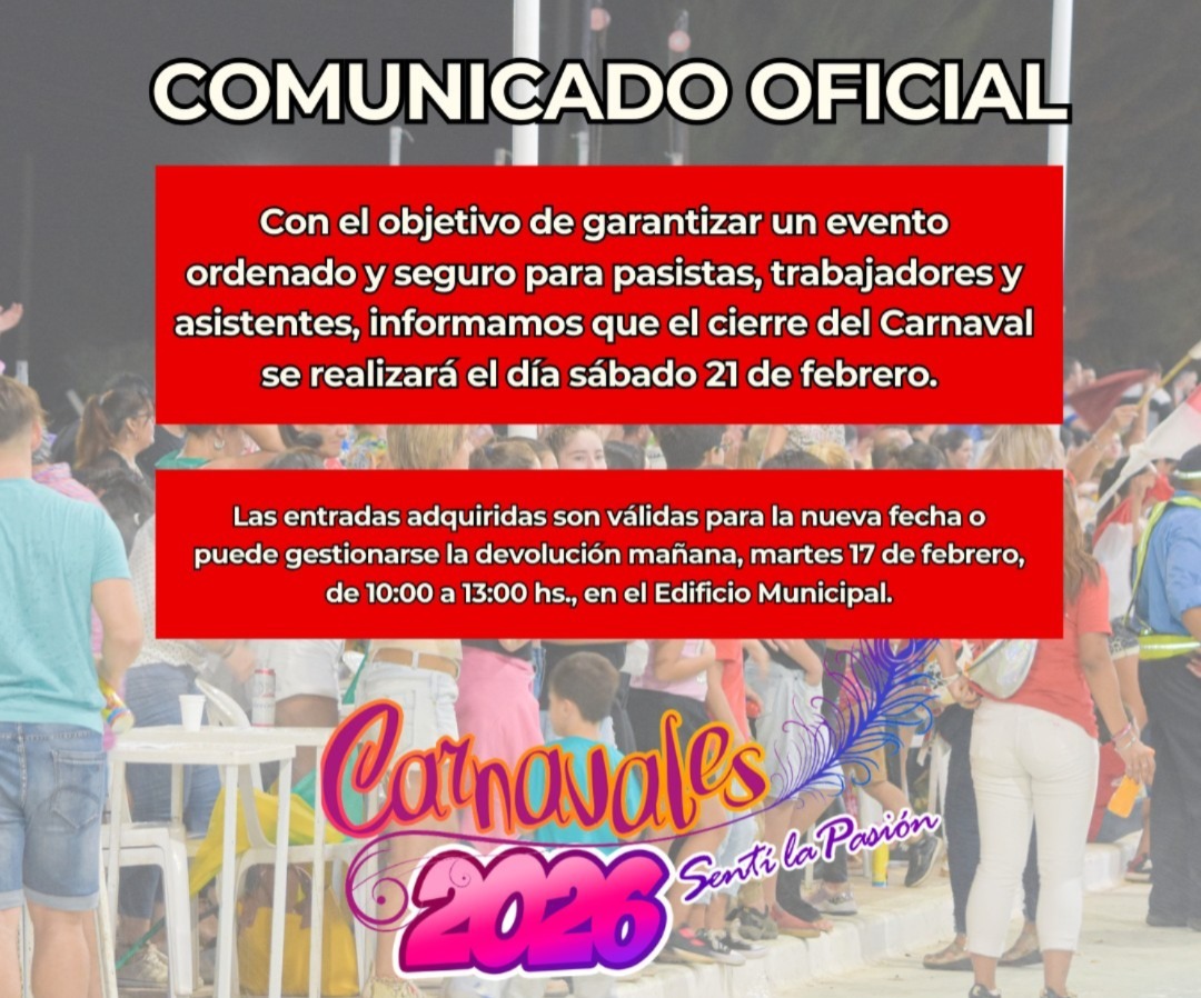 Reprograman el cierre del Carnaval en Santa Elena